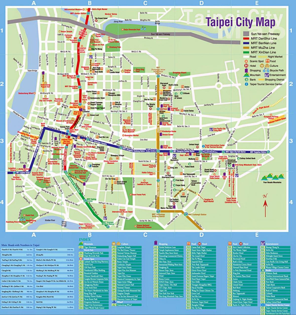 Taipei turistických miestach mapu