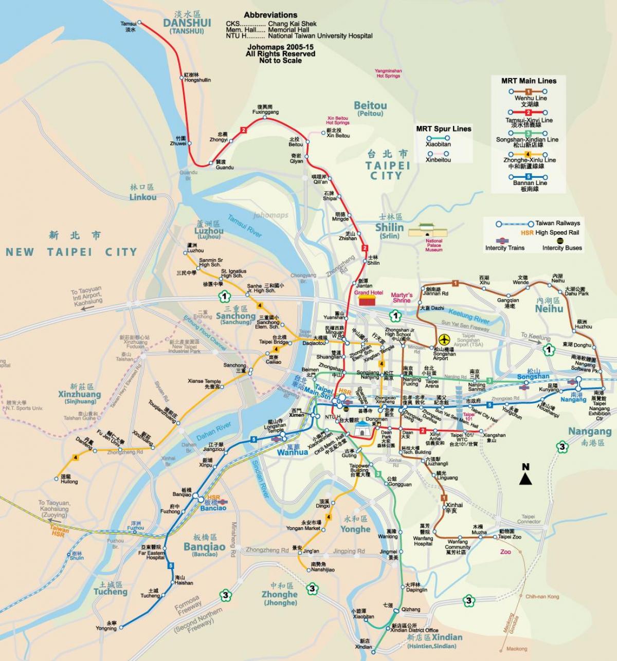 mapa Taipei cesty