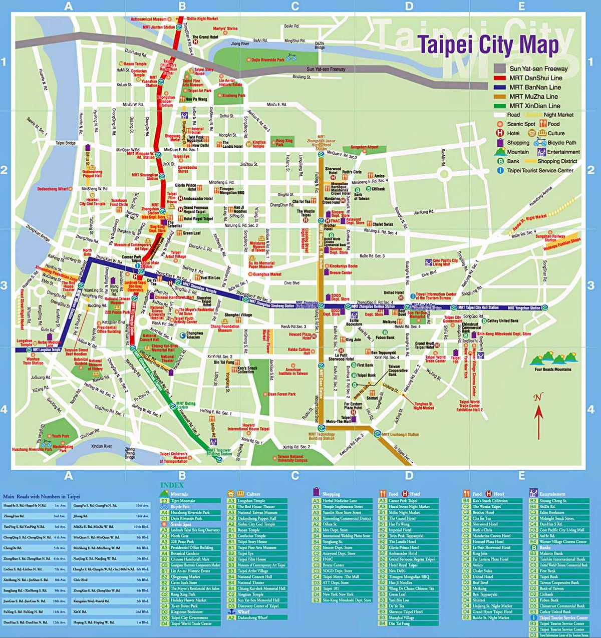 mapa Taipei city turistické