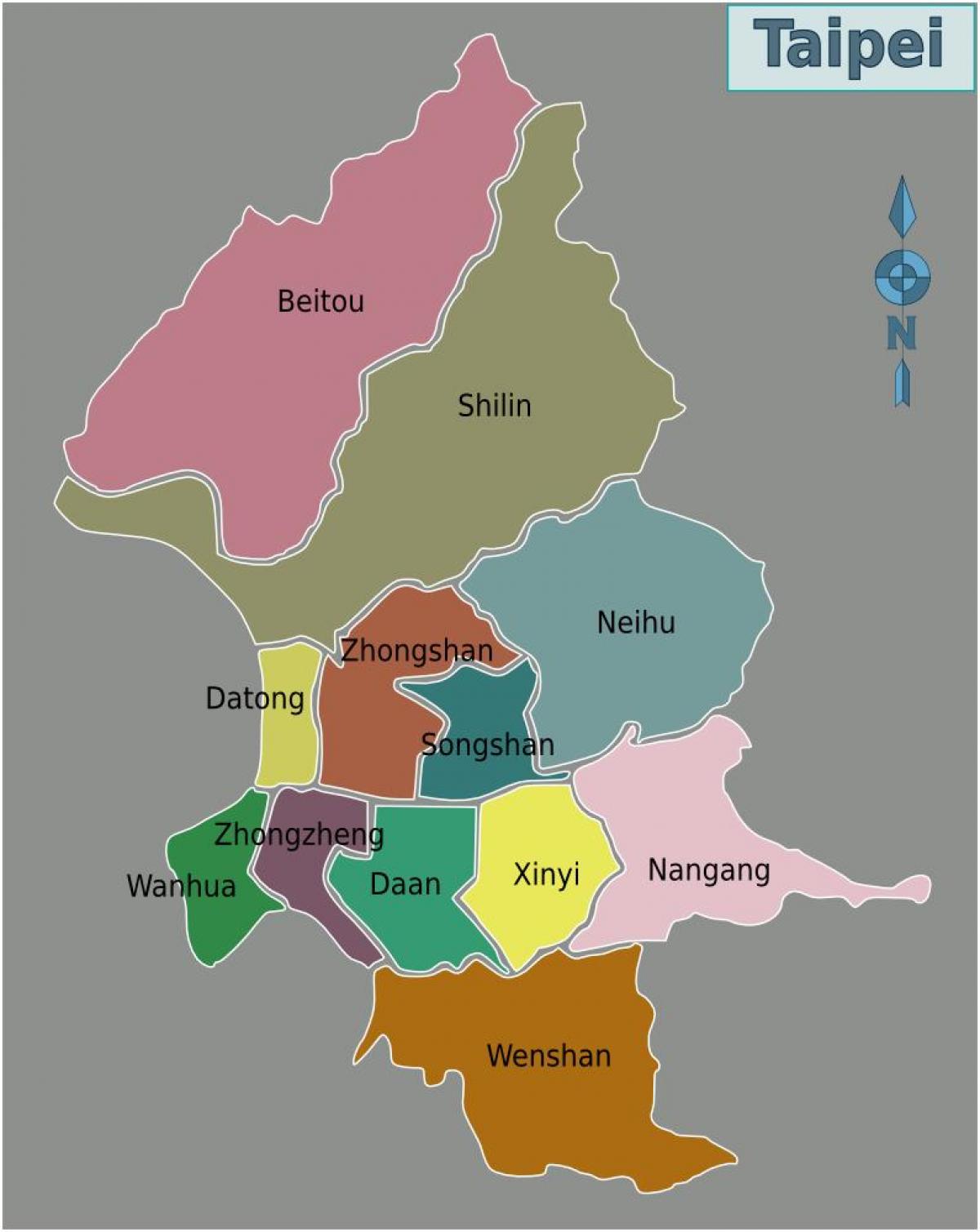 Taipei city okres mapu