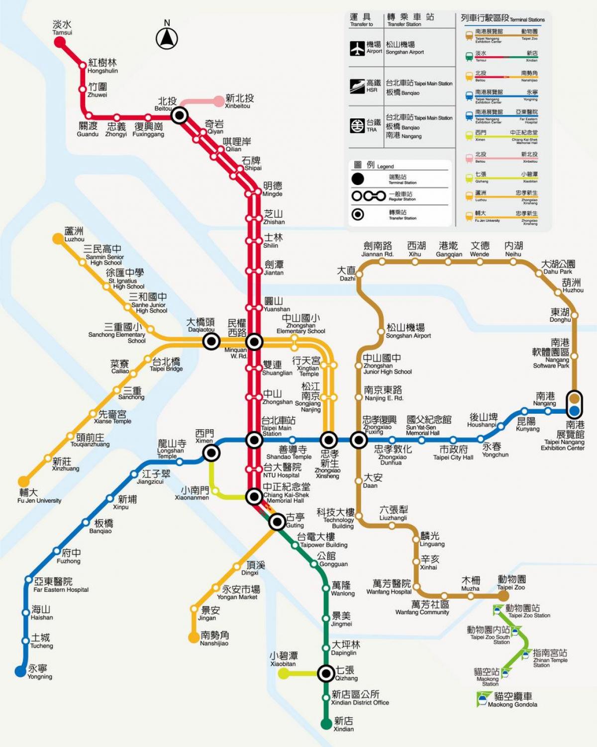 mapa Taipei mrt cestovného 