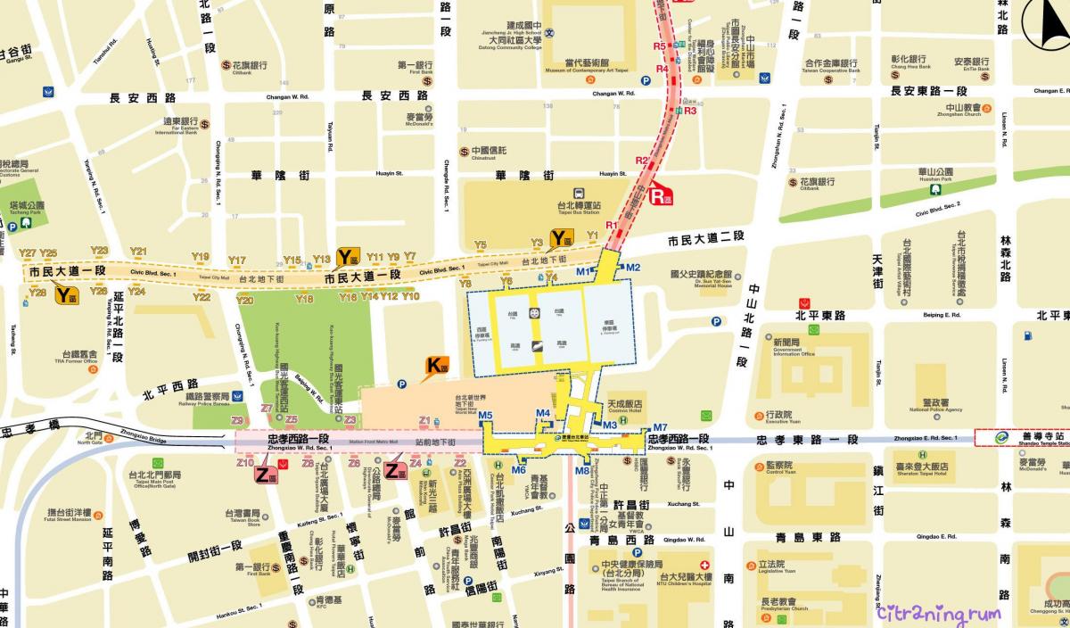 mapa Taipei podzemné mall