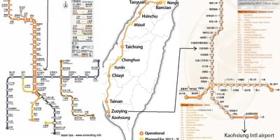 Mapa Taipei vysokorýchlostné železničné stanice
